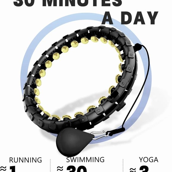 Dumoyi Smart Weighted Hula Hoop for Adults Weight Loss 24 Detachable Knots-Black - Picture 2 of 4